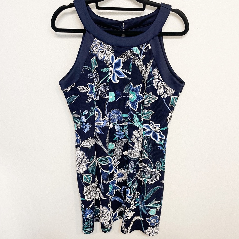 Enfocus Navy Floral Fit & Flare dress size 14